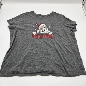 Woman Within Plus Size Santa‎ I Saw That Christmas Graphic T Shirt Gray 3X